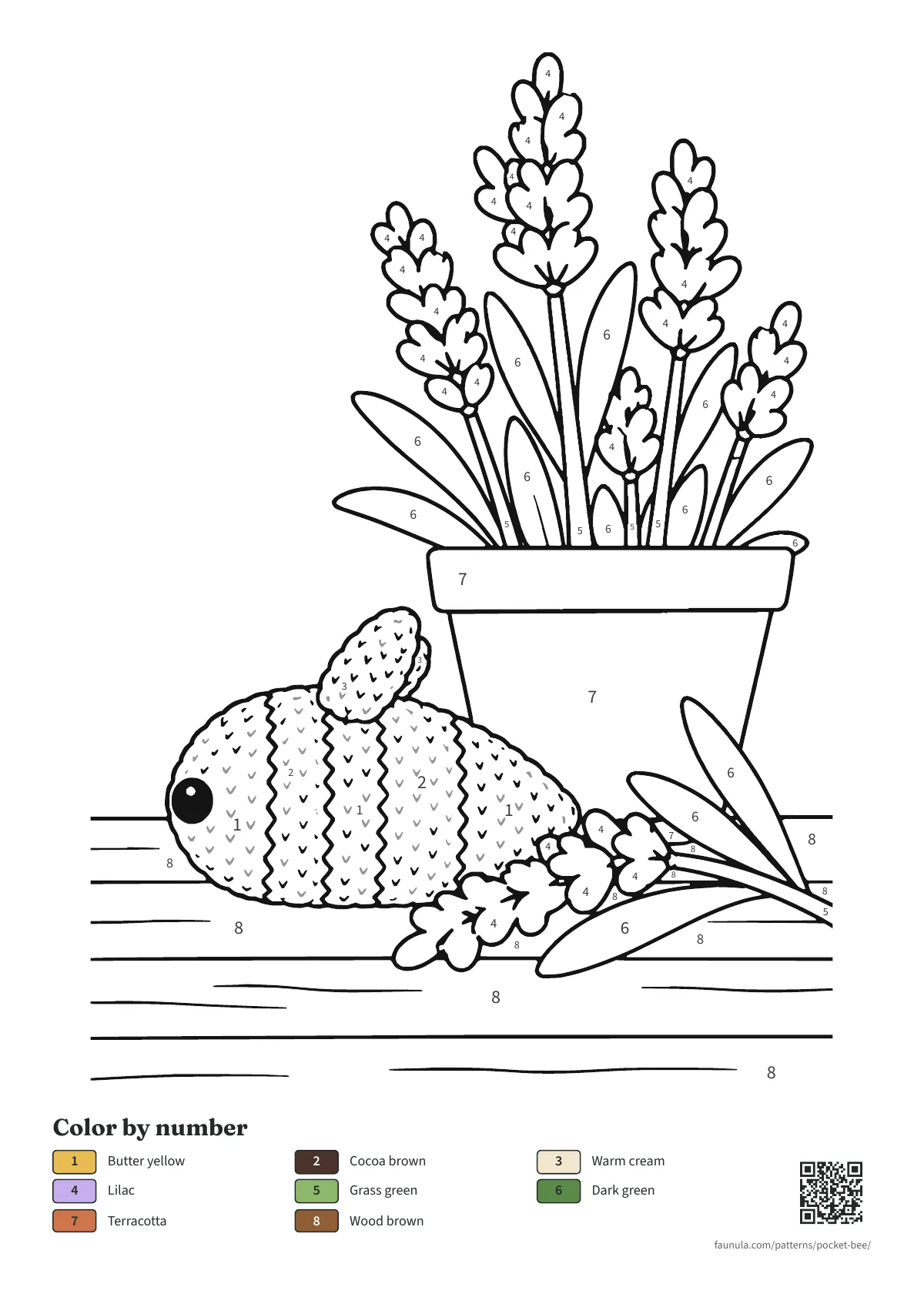 Pocket Bee coloring page to color by number