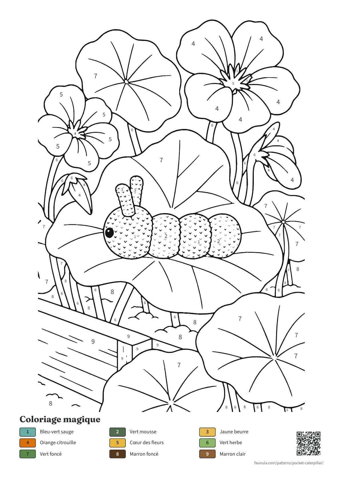 Page à colorier de « Chenille de poche »