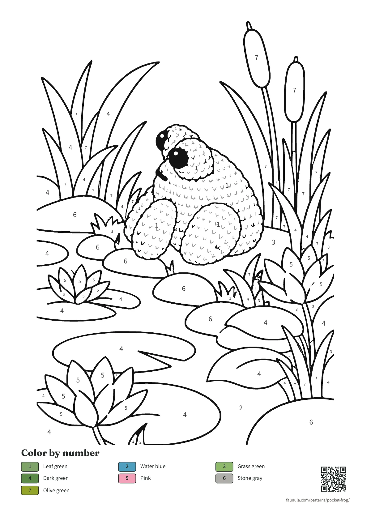 Pocket Frog coloring page to color by number